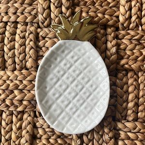 White & Gold Ceramic Pineapple Trinket Dish